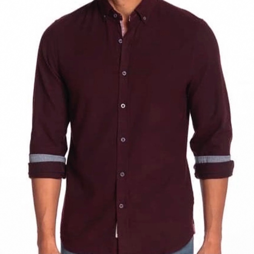 Heritage Report Collection Burgundy Slim Fit Flannel Shirt
